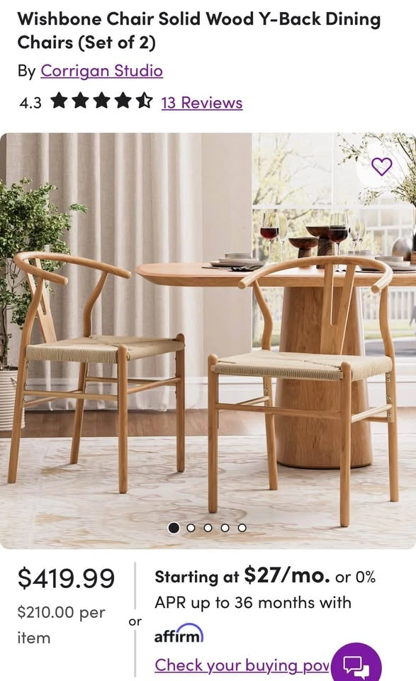 LIKE NEW - Modern Dining Set Round Table Wishbone Chairs - photo 3