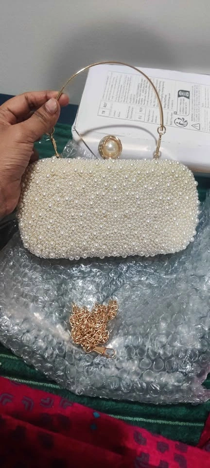 Brand new luxury pearl gold shining evening party bag - photo 4