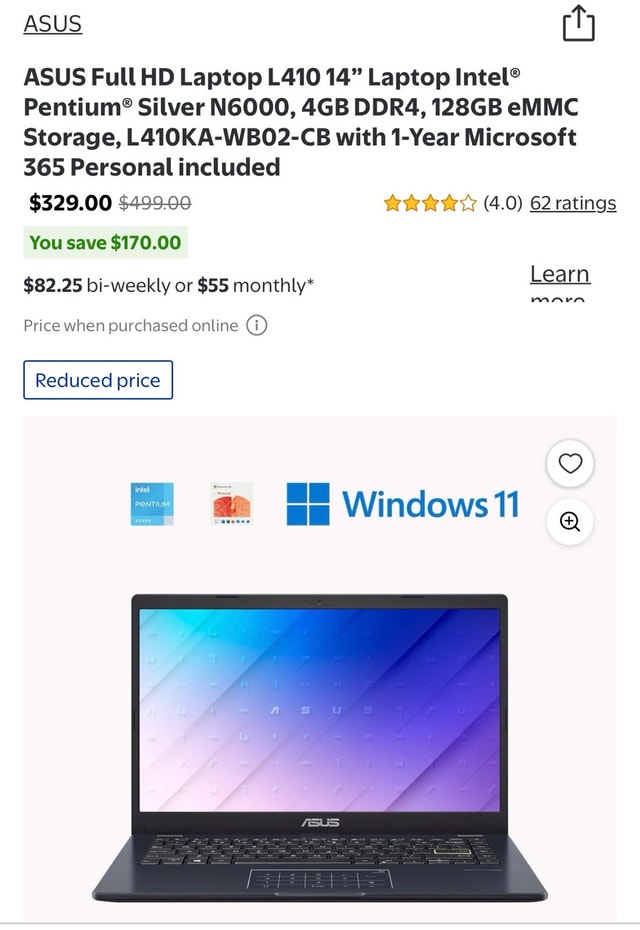 ASUS L410 Laptop