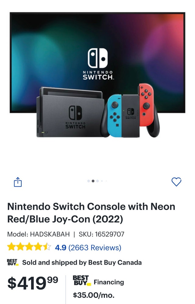 Nintendo Switch Console Neon Red/Blue