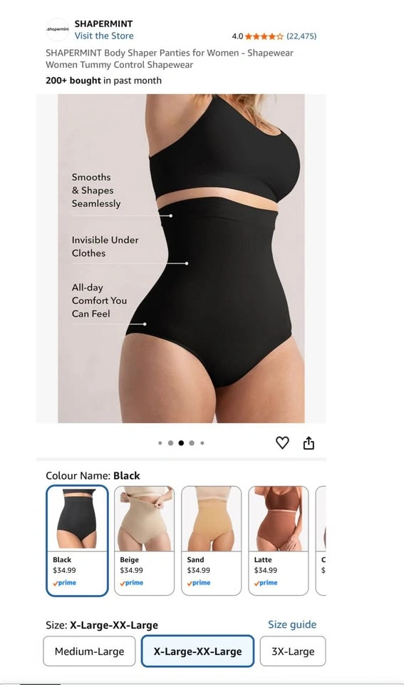 SHAPERMINT Body Shaper Panties Tummy Control Women - XL/2XL - photo 5
