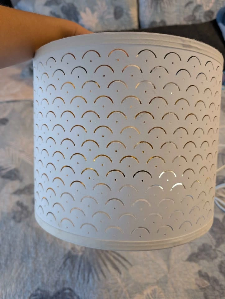 IKEA NYMO White & Gold Lamp Shade w/ Cord Set Up - photo 3
