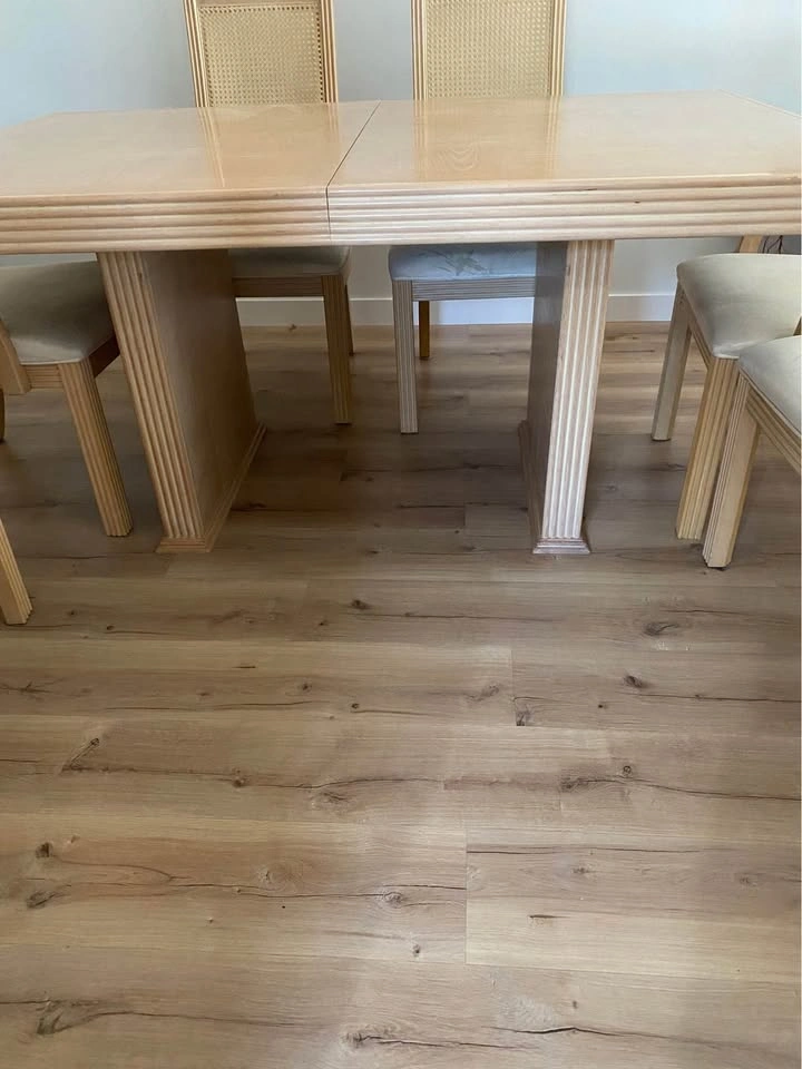 Light Wood Dining Table and 6 Cane Back Chairs - photo 2