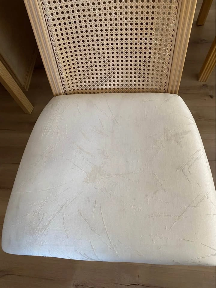 Light Wood Dining Table and 6 Cane Back Chairs - photo 3