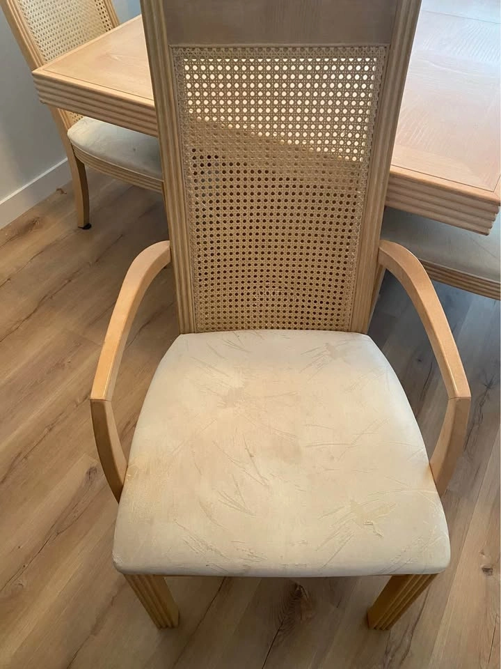 Light Wood Dining Table and 6 Cane Back Chairs - photo 4