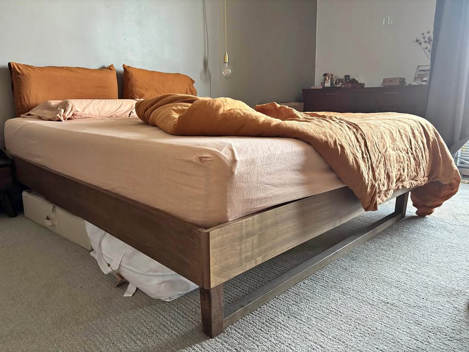 Walnut MCM Queen Sized Platform Bedframe