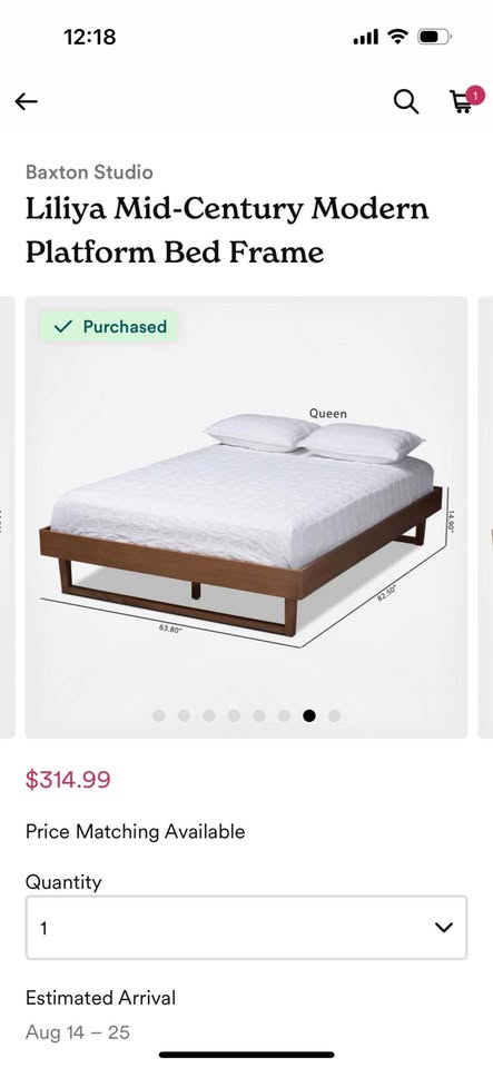 Walnut MCM Queen Sized Platform Bedframe - photo 5