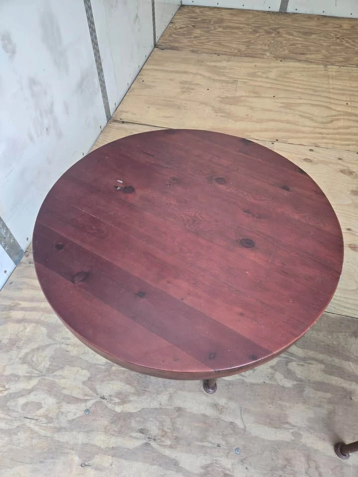 Round Wood and Metal Table Set - photo 2