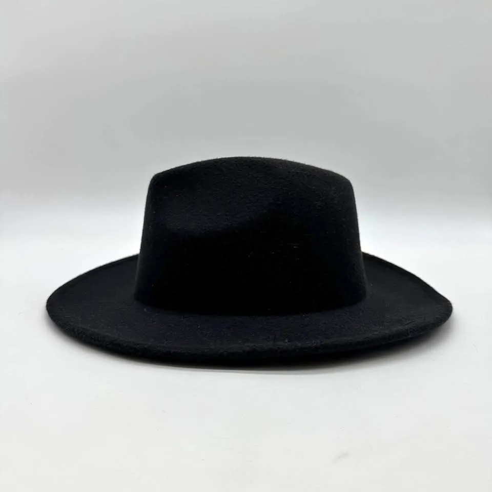 Black Felt Cowboy Hat Western Rodeo Braided Band Size 57 thumbnail