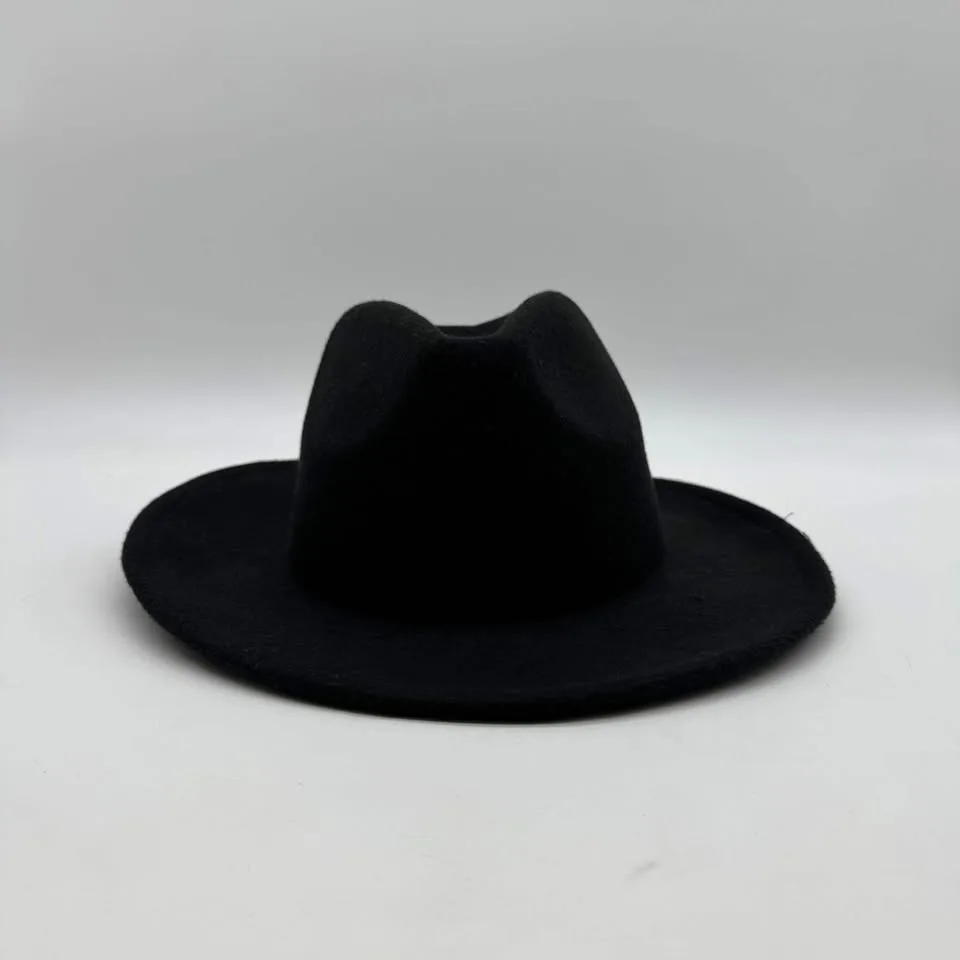 Black Felt Cowboy Hat Western Rodeo Braided Band Size 57 image indicator(2)