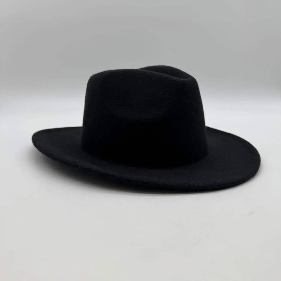 Black Felt Cowboy Hat Western Rodeo Braided Band Size 57 image indicator(3)