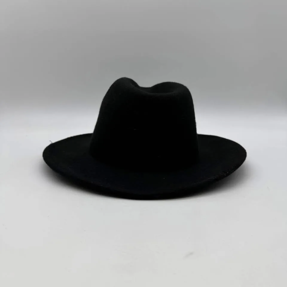 Black Felt Cowboy Hat Western Rodeo Braided Band Size 57 image indicator(4)