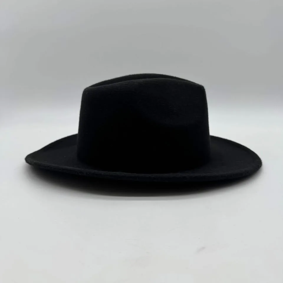 Black Felt Cowboy Hat Western Rodeo Braided Band Size 57 image indicator(5)