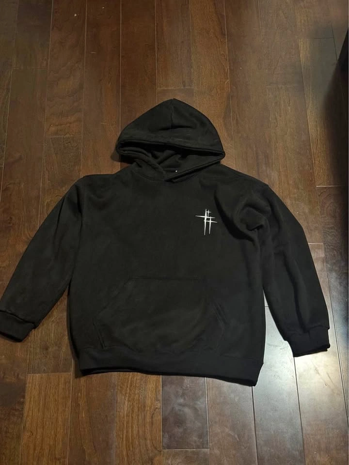 Baggy Corduroy GSM50 Black Hoodie - Mens L