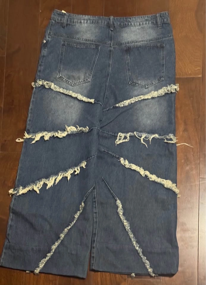 Distressed Patchwork Wide Leg Super Baggy Denims - Mens L - photo 3