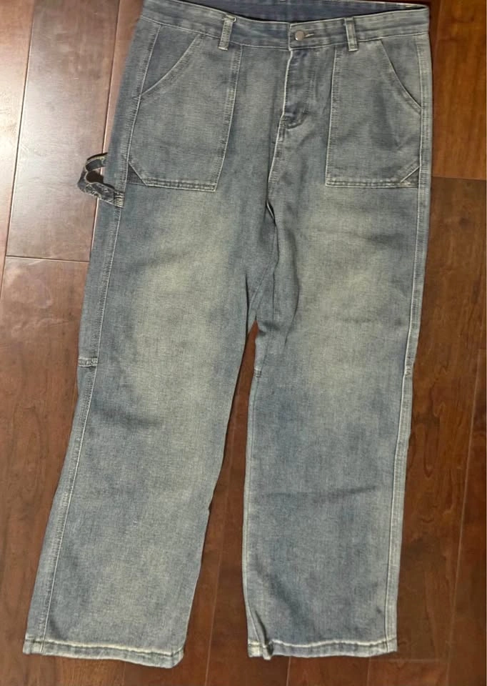 Straight Legged Blue Denim Pants - Men L