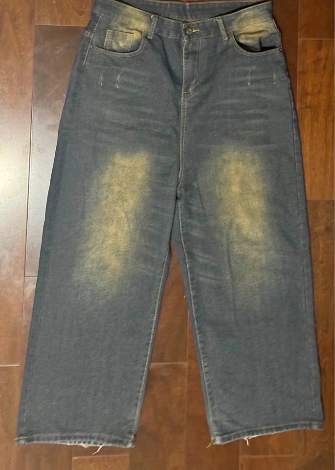 Acid Wash Baggy Wide Leg Demins - Mens L