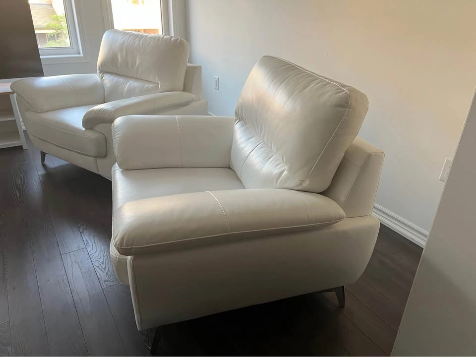 Modern Pearl Faux Leather Sofa & 2 Armchairs set - photo 2