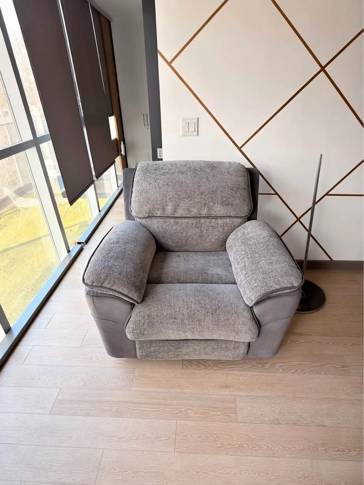 Grey Fabric Power Recliner Chair