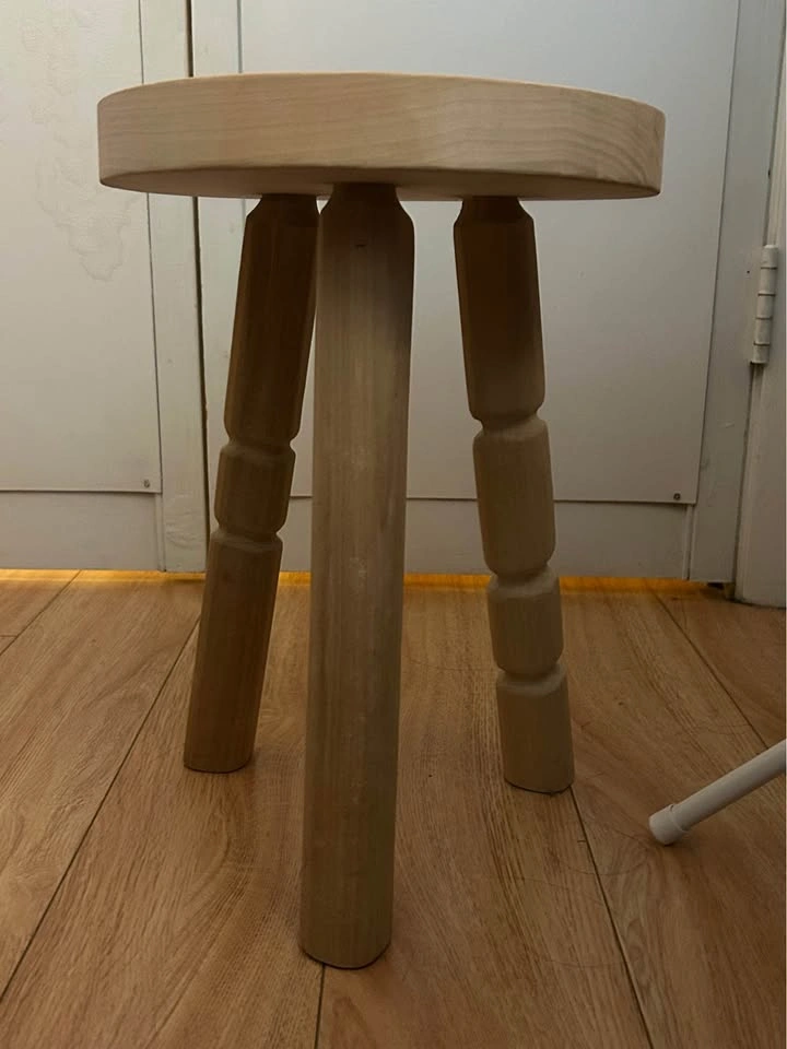 Handmade Wooden Three-Legged Stool - photo 2