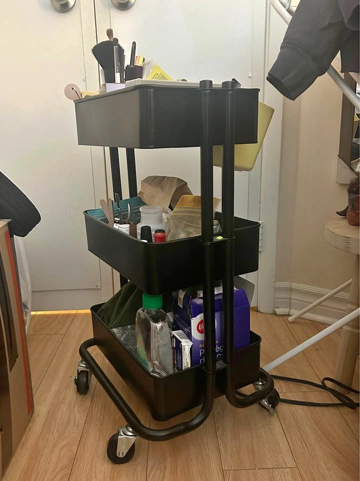 Black 3-Tier Rolling Utility Cart