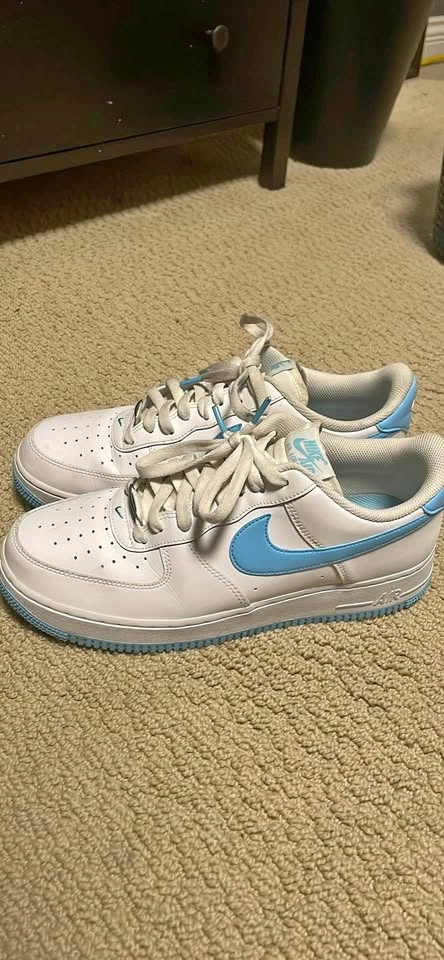 Nike Air Force 1 Low White and University Blue (Size: 10.5 US)