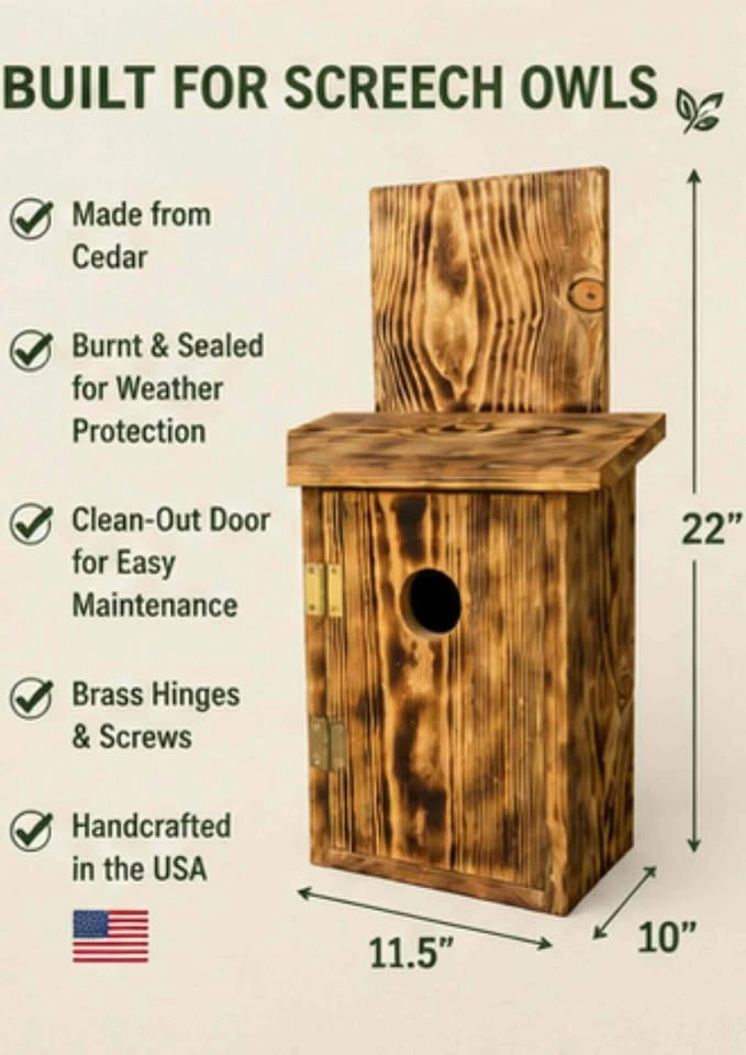 Owl box for screech owls or kestrels, handmade - photo 2