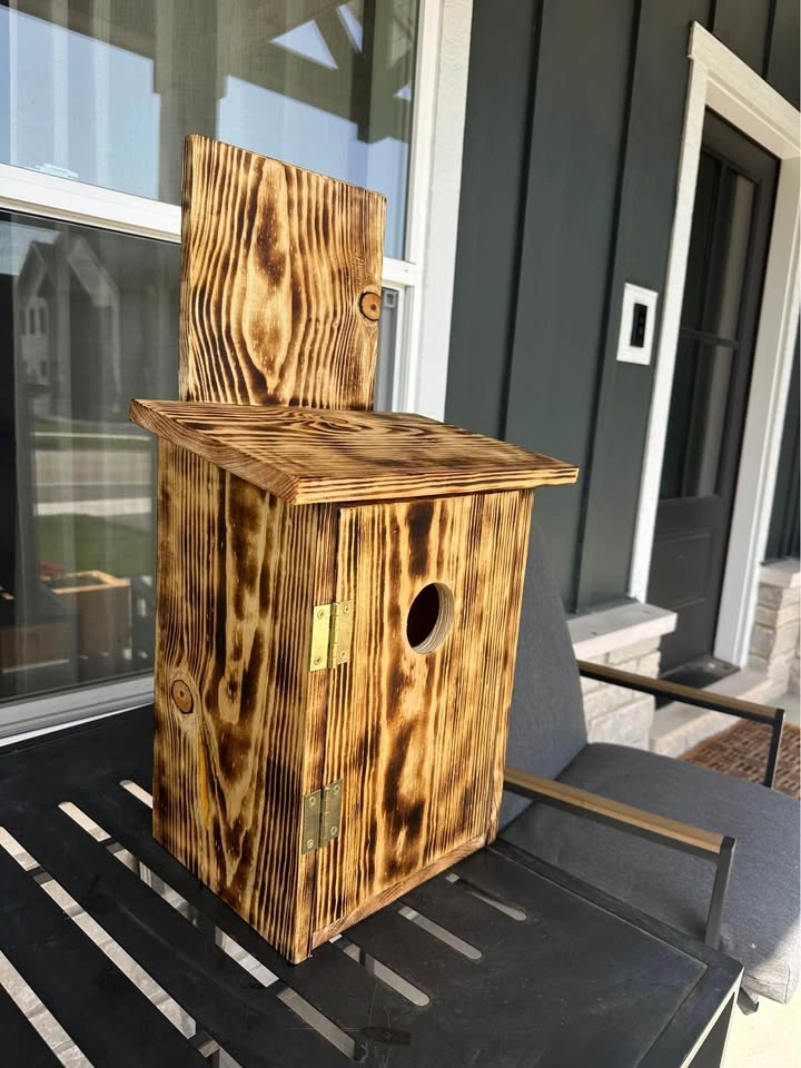 Owl box for screech owls or kestrels, handmade - photo 3