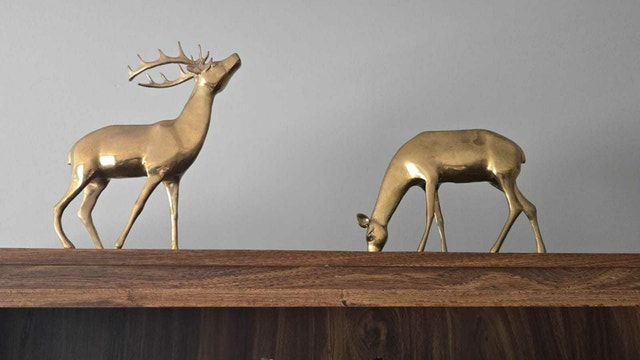 Rare Statement Pair: Large Vintage Solid Brass Deer