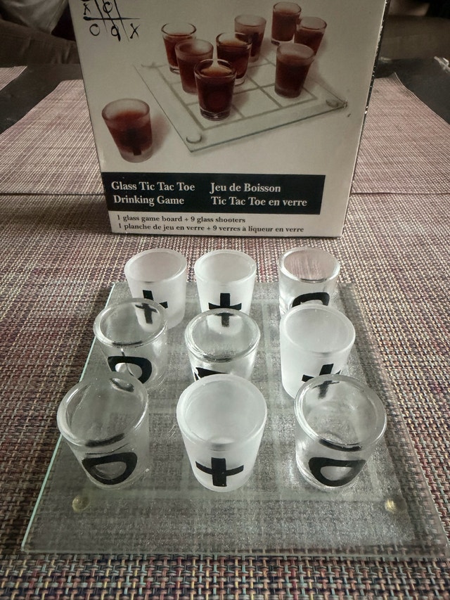 Wooden and Glass Tic-Tac-Toe Drinking Game Sets - photo 4