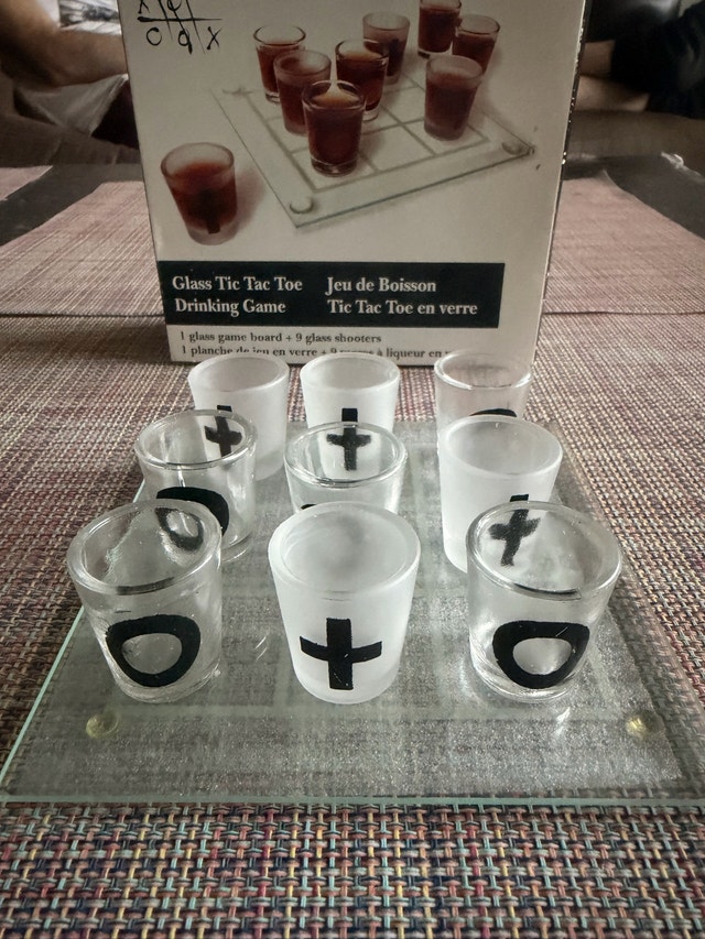 Wooden and Glass Tic-Tac-Toe Drinking Game Sets - photo 5