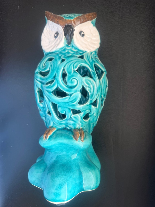 Teal Ceramic Owl Figurine - photo 2