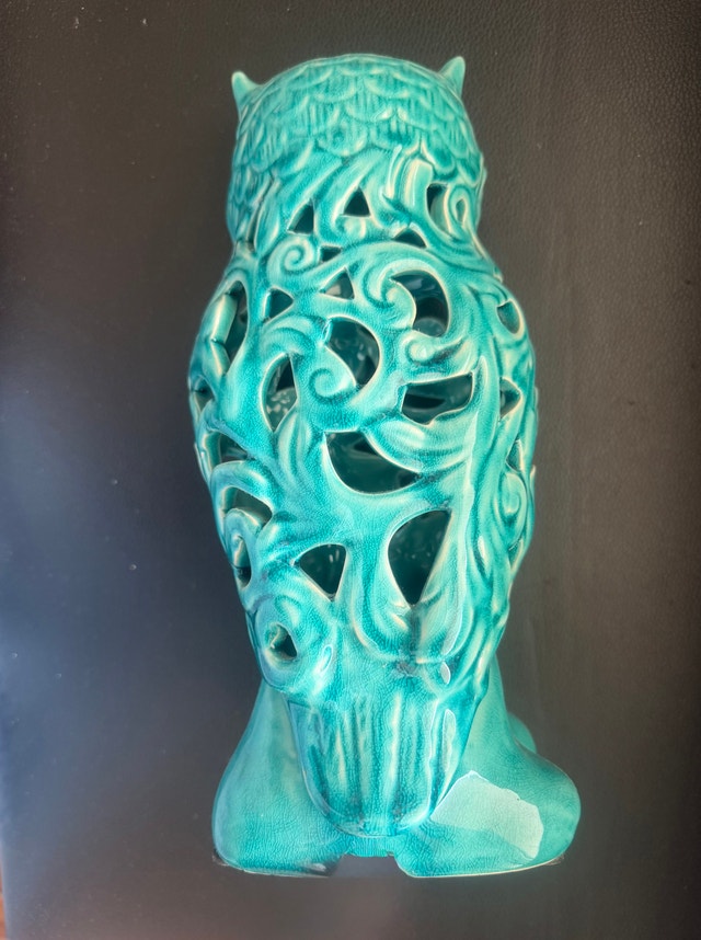 Teal Ceramic Owl Figurine - photo 3