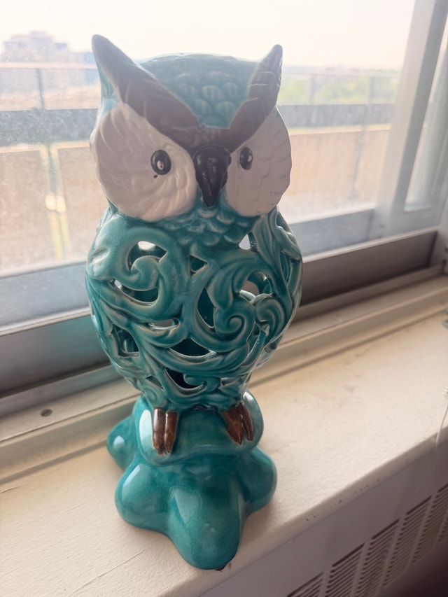 Teal Ceramic Owl Figurine - photo 4