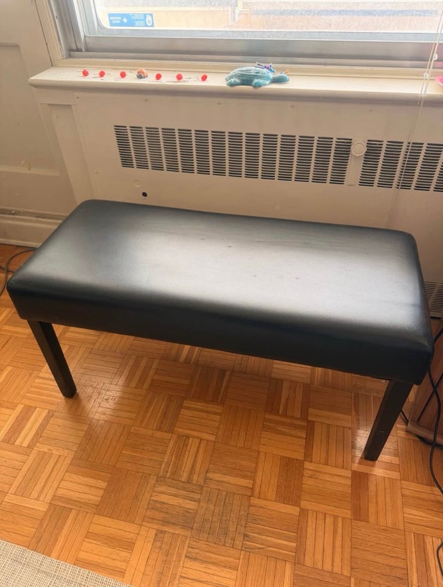 Black Faux Leather Bench - Piano Seat