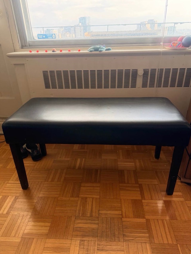 Black Faux Leather Bench - Piano Seat - photo 2