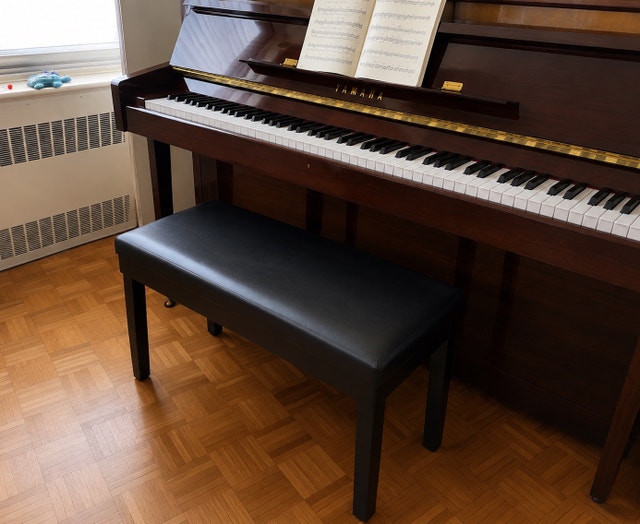 Black Faux Leather Bench - Piano Seat - photo 5