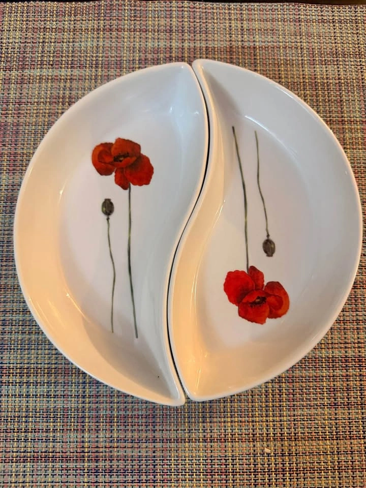 Decorative 2-Piece Serving Dish – Poppy Design - Ying Yang style