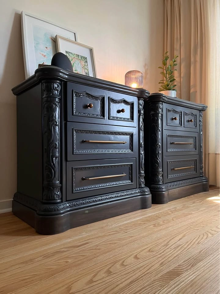 Oversized/King Size Ornate Dark Nightstands - photo 2
