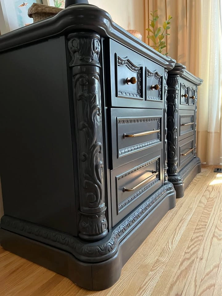 Oversized/King Size Ornate Dark Nightstands - photo 3
