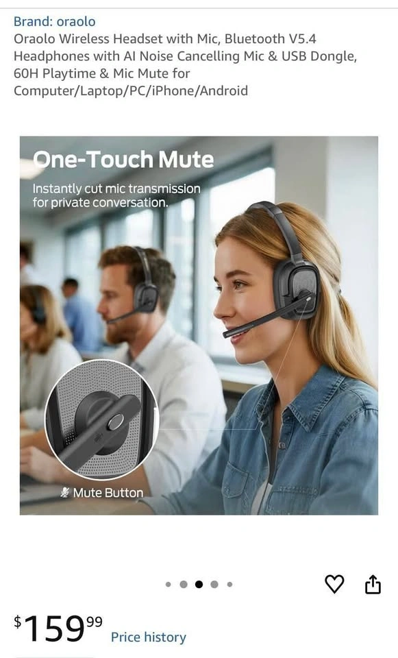 Oraolo Wireless Headset with AI Noise Cancelling Mic - photo 4