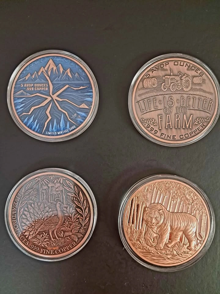 Lot of 4 – 5 oz .999 Fine Copper Collectible Rounds - photo 2