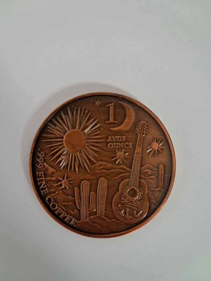 1oz Mexican Sugar Skull Colorized High Relief Copper Art - photo 2