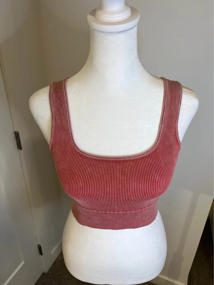 ZENANA Ribbed Crop Tank Top - Dusty Rose - Size L/XL - photo 2