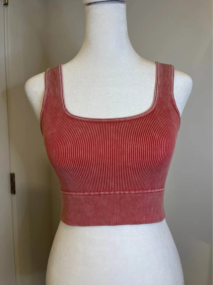 ZENANA Ribbed Crop Tank Top - Dusty Rose - Size L/XL - photo 3