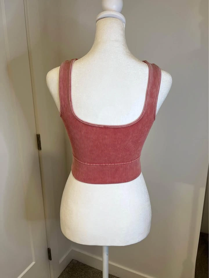 ZENANA Ribbed Crop Tank Top - Dusty Rose - Size L/XL - photo 4
