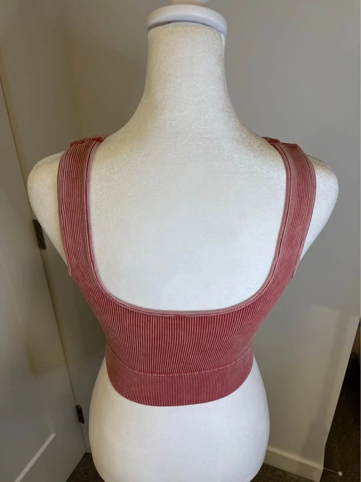 ZENANA Ribbed Crop Tank Top - Dusty Rose - Size L/XL - photo 5