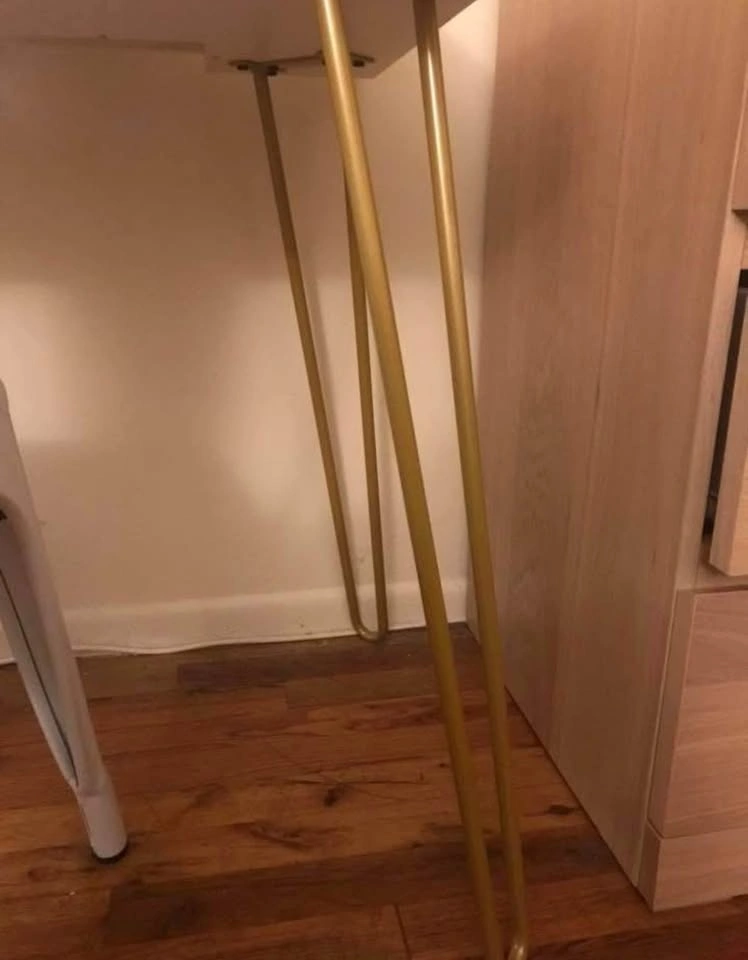 White Desk Hairpin Gold Legs - photo 3