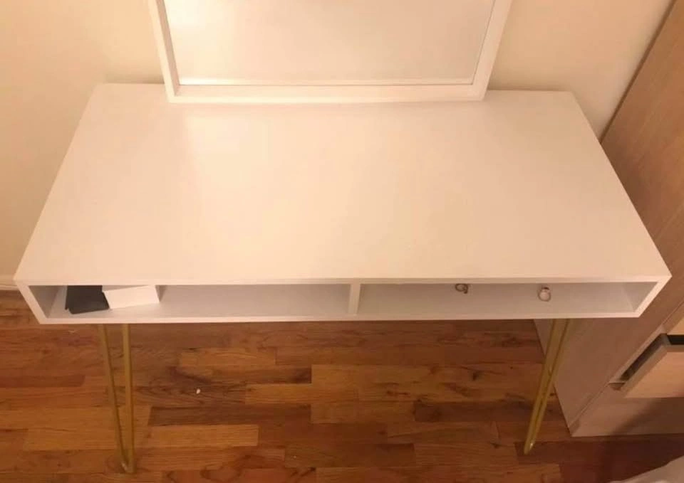White Desk Hairpin Gold Legs - photo 4