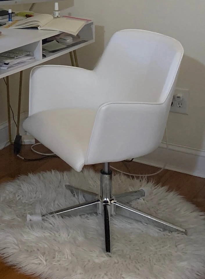 White Leather Desk Chair on Casters - photo 4